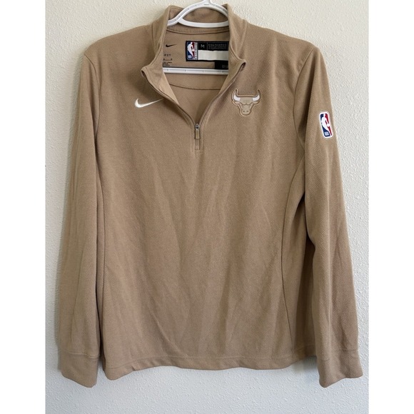 Nike Other - Nike NBA Chicago Bulls City Edition Quarter Zip Pullover Mens M Tan Dri Fit